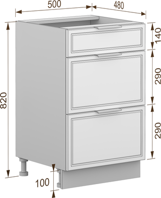 Шкаф-стол кухонный Arvento Корнелия Флок-плюс НШ50р3ш без столешницы