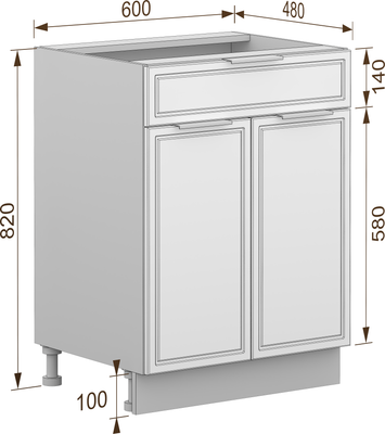 Шкаф-стол кухонный Arvento Корнелия Флок-плюс НШ60р1ш без столешницы