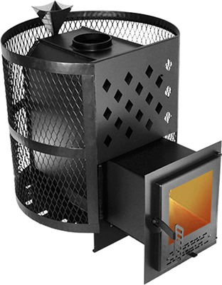 Печь-каменка Пегас Тайга-14 со стеклом сетчатый кожух ЗК - фото