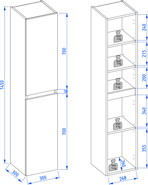 Шкаф-пенал для ванной Lauter Навесной Mia 30