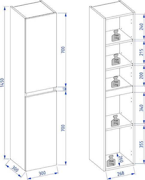 Шкаф-пенал для ванной Lauter Навесной Mia 30