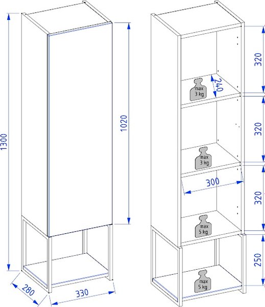 Шкаф-полупенал для ванной Lauter Навесной Lea