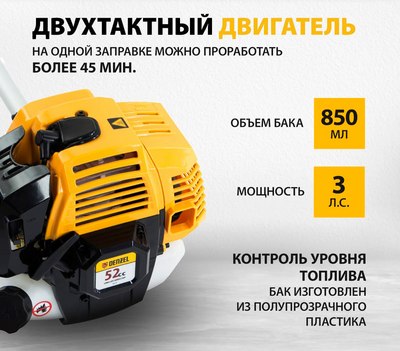 Триммер бензиновый Denzel DR-52S / 96276