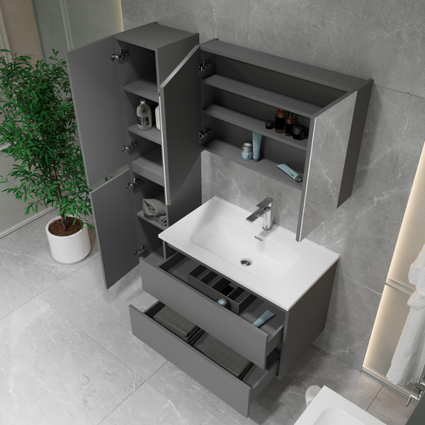 Шкаф с зеркалом для ванной Lauter Mia 80