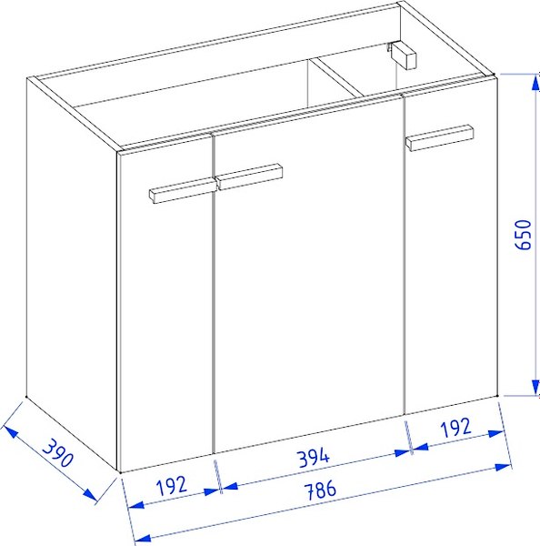 Тумба под умывальник Lauter Adri 79 (белый глянец)