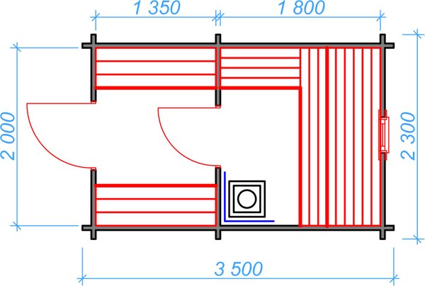 Баня из бруса Вирабуд Мини 3.5м