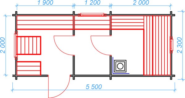 Баня из бруса Вирабуд Мини 5.5м