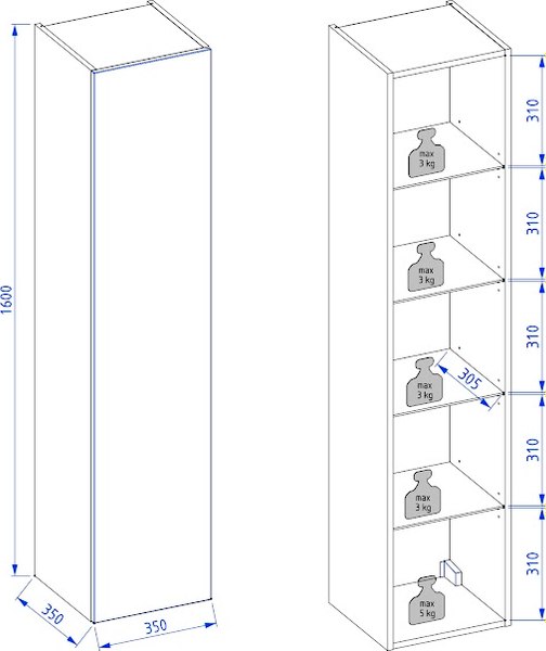 Шкаф-пенал для ванной Lauter Навесной Nelli