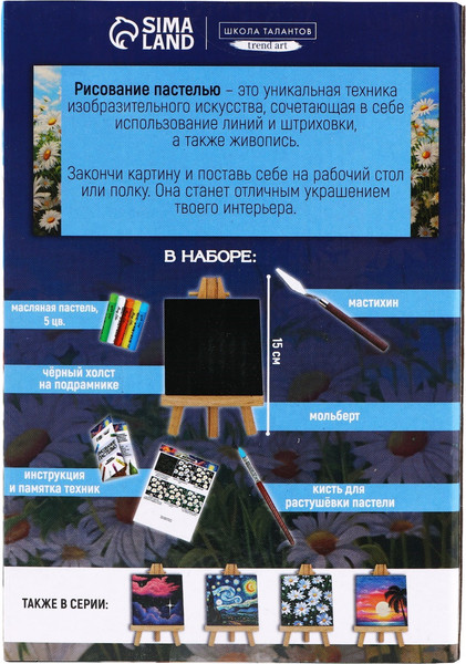 Набор для рисования Школа талантов Рисование пастелью. Ромашки / 10291578
