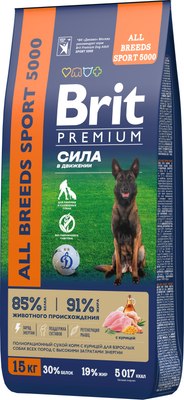 Сухой корм для собак Brit Premium Dog Adult Sport 5000 с курицей / 5092925 - фото