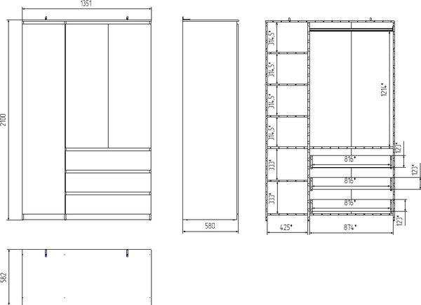 Шкаф MySTAR Сноули 3д3я ИВ-121.21.00