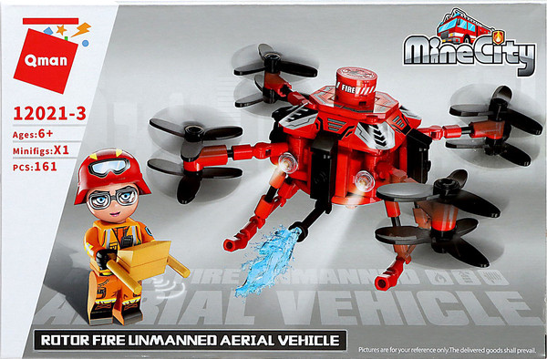 Конструктор Qman Огнеборцы. Пожарный квадрокоптер 12021 / 10855651 - фото