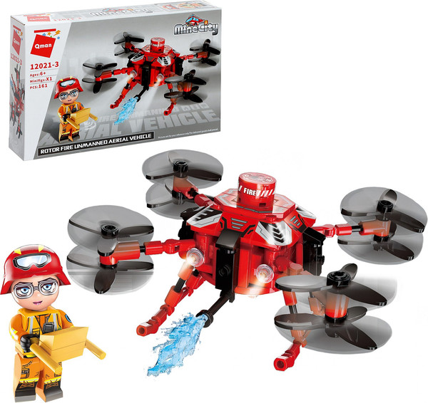 Конструктор Qman Огнеборцы. Пожарный квадрокоптер 12021 / 10855651