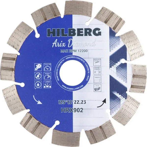 Отрезной диск алмазный Hilberg Arix Diamond 125x12x22.23мм / HRX902 - фото