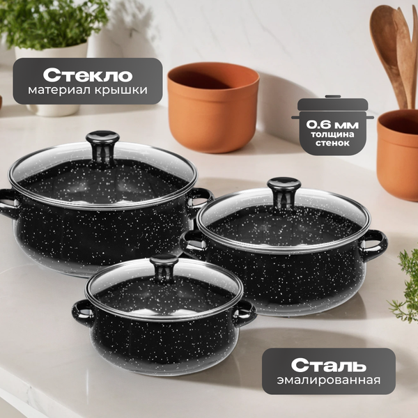 Набор кастрюль Sundays Home Эмалированные