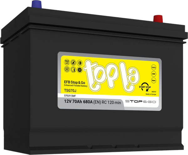 Автомобильный аккумулятор Topla EFB 70R D26 R+ - фото