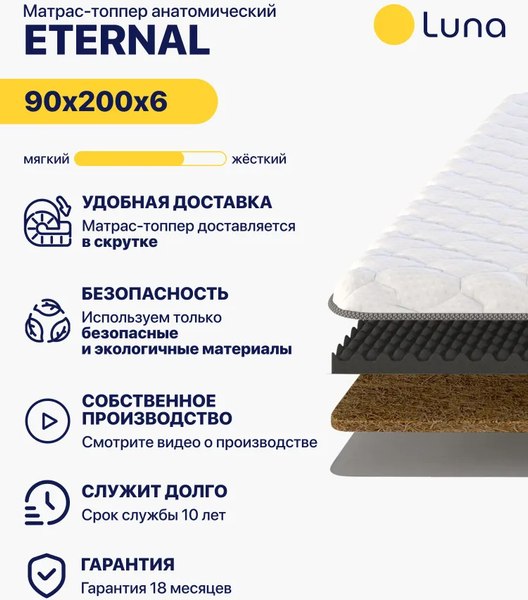 Наматрасник ортопедический Luna Eternal 90x200
