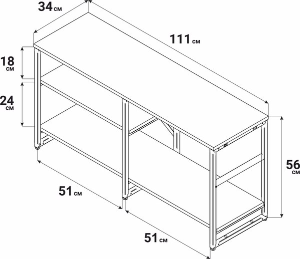 Тумба Gutta Под телевизор 56x111x34 три полки / GT56111343P2