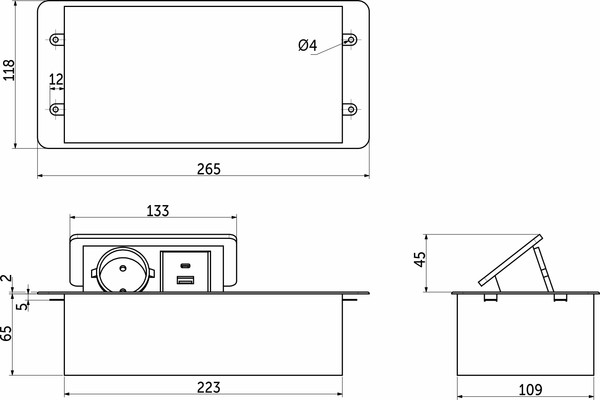Блок розеточный AKS Выдвижной Nova 5