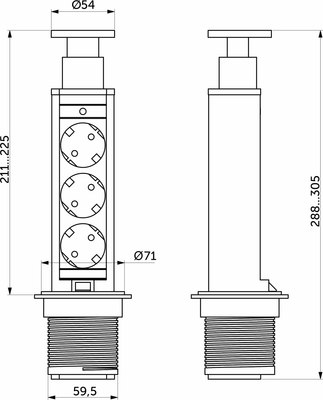 Блок розеточный AKS Выдвижной Vulcan