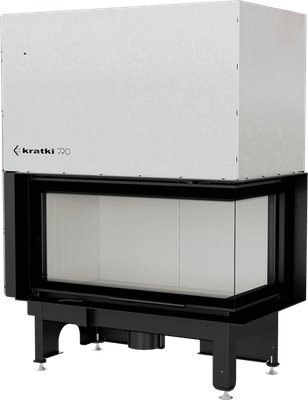 Каминная топка Kratki Nadia 14 правая 14кВт 200 (с подъемом, черный thermotec) - фото