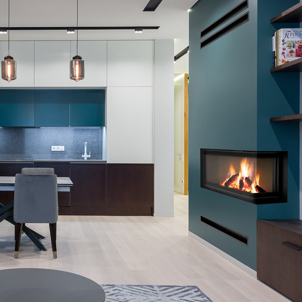 Каминная топка Kratki Nadia 14 правая 14кВт 200 (с подъемом, черный thermotec)