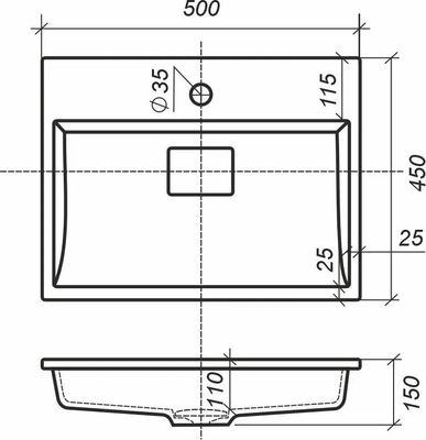 Умывальник Versalia Absolute 50 Black