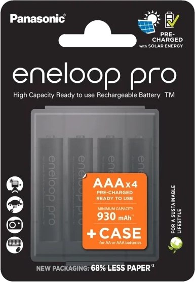 Комплект аккумуляторов Panasonic Eneloop Pro AAA 930 4BP /BK-4HCDE/4CP - фото