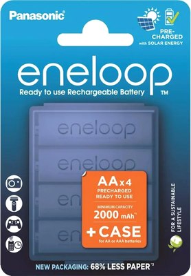 Комплект аккумуляторов Panasonic Eneloop AA 2000 / BK-3MCDE/4CP+case - фото