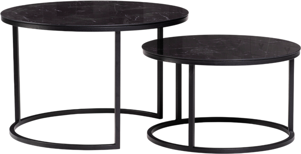 Комплект журнальных столиков Woodville Плумерия (черный мрамор/черный) - фото