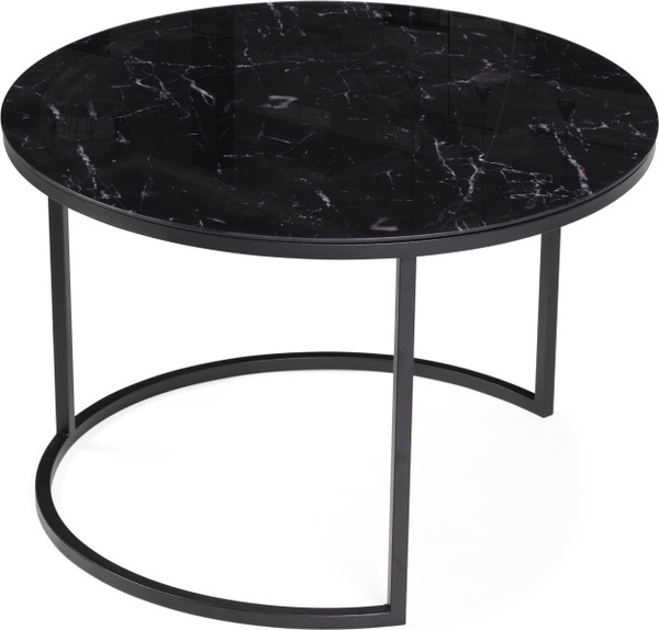Комплект журнальных столиков Woodville Плумерия (черный мрамор/черный)
