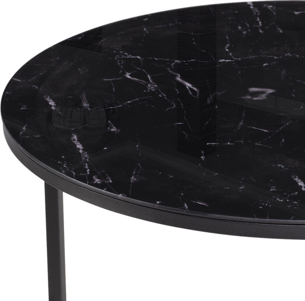Комплект журнальных столиков Woodville Плумерия (черный мрамор/черный)