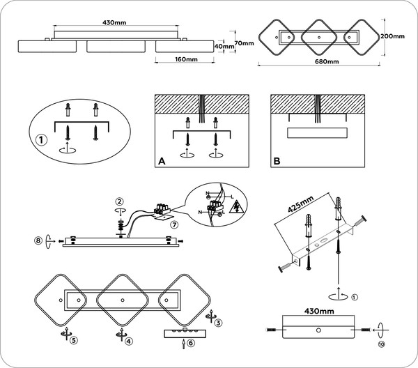 Люстра Ambrella FL4877/3 WH/WD