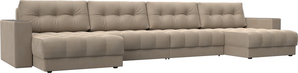 Диван П-образный Лига Диванов Лига-049 НПБ Лонг с декором - фото