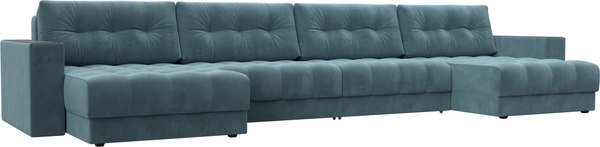 Диван П-образный Лига Диванов Лига-049 НПБ Лонг с декором - фото