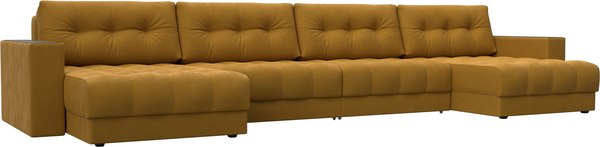 Диван П-образный Лига Диванов Лига-049 НПБ Лонг с декором - фото