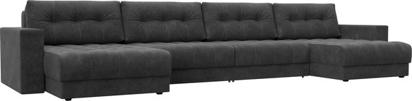 Диван П-образный Лига Диванов Лига-049 НПБ Лонг с декором - фото