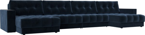 Диван П-образный Лига Диванов Лига-049 НПБ Лонг с декором - фото