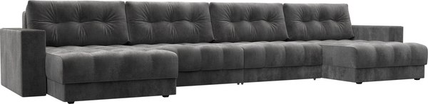 Диван П-образный Лига Диванов Лига-049 НПБ Лонг с декором - фото