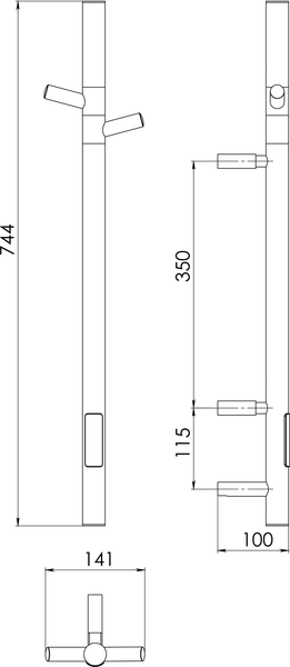 Полотенцесушитель электрический Gloss & Reiter ENKEL.E2.L.15х75.H2