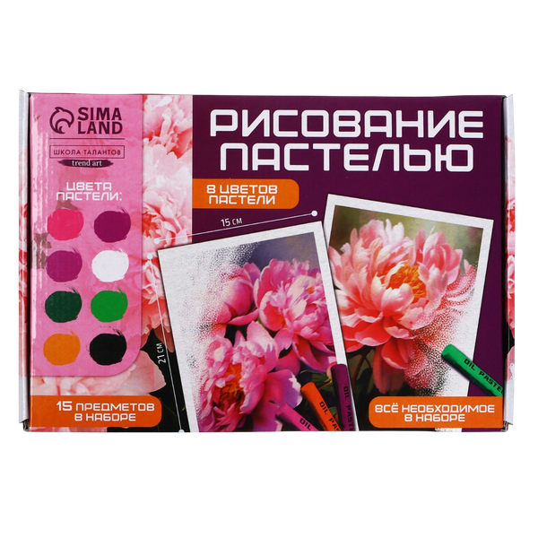 Набор для рисования Школа талантов Рисование пастелью. Пионы / 10291584 - фото