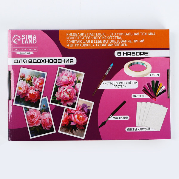 Набор для рисования Школа талантов Рисование пастелью. Пионы / 10291584