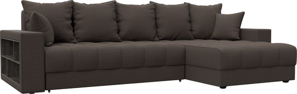 Диван угловой Лига Диванов Лига-050 НПБ универсальный с декором и полкой - фото