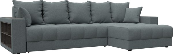 Диван угловой Лига Диванов Лига-050 НПБ универсальный с декором и полкой - фото