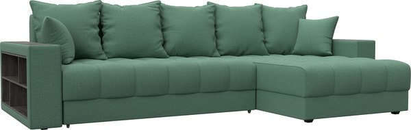 Диван угловой Лига Диванов Лига-050 НПБ универсальный с декором и полкой - фото