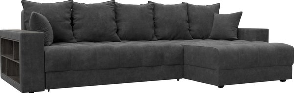 Диван угловой Лига Диванов Лига-050 НПБ универсальный с декором и полкой - фото