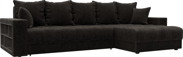 Диван угловой Лига Диванов Лига-050 НПБ универсальный с декором и полкой - фото