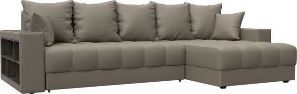 Диван угловой Лига Диванов Лига-050 НПБ универсальный с декором и полкой - фото