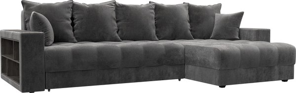 Диван угловой Лига Диванов Лига-050 НПБ универсальный с декором и полкой - фото