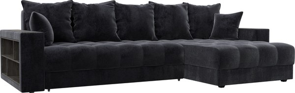 Диван угловой Лига Диванов Лига-050 НПБ универсальный с декором и полкой - фото